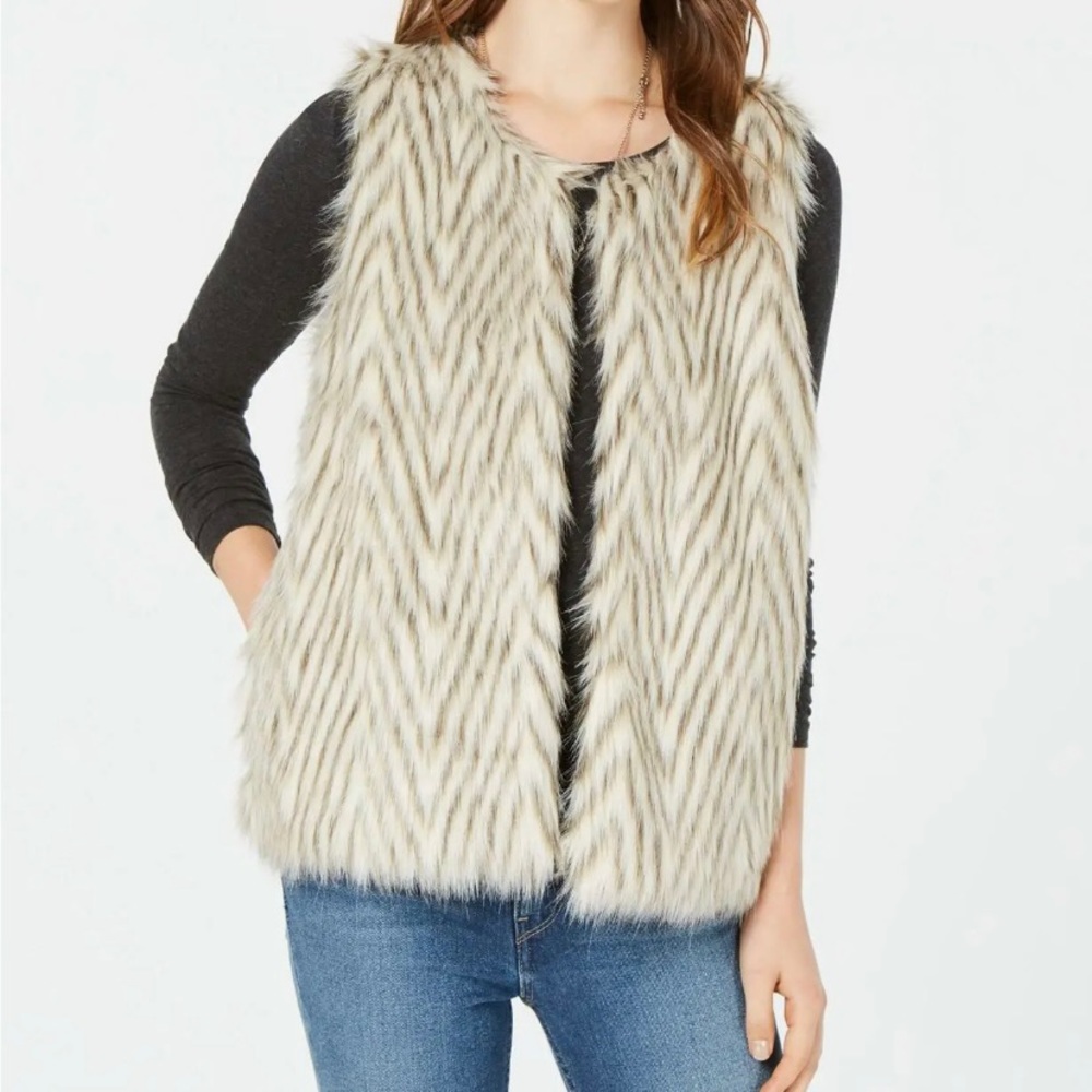Say What? Faux Fur Vest Jacket Size XL
